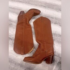 Zodiac USA Chestnut color leather cowgirl riding boots